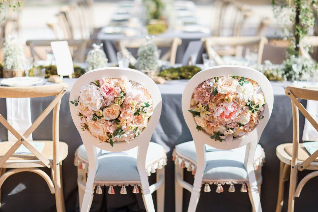 Luxurious floral displays for a wedding in France