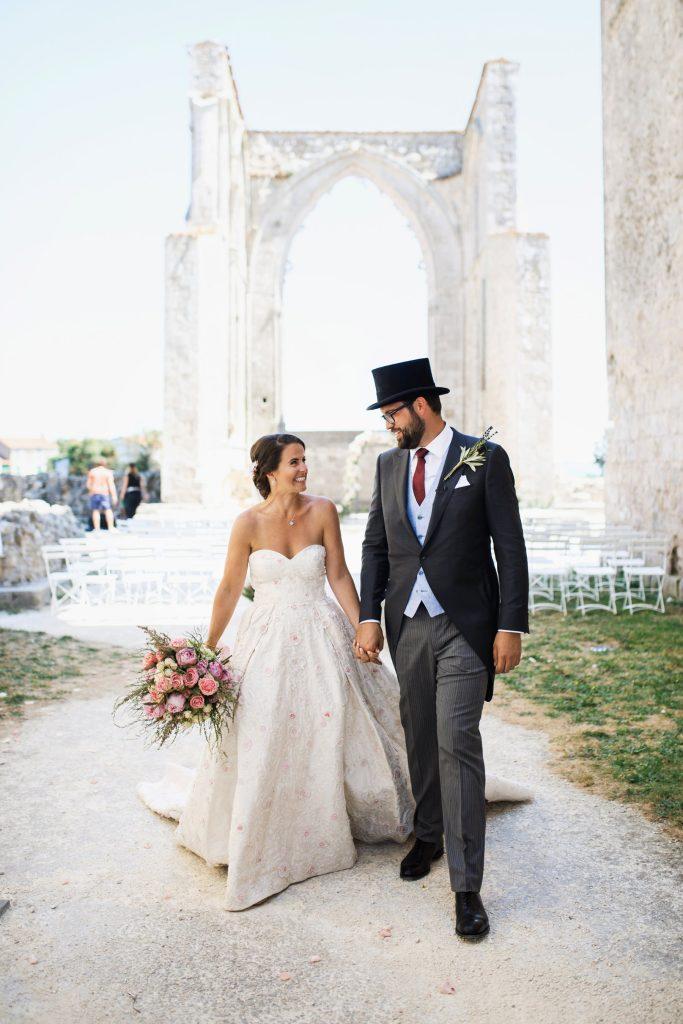 Bride and Groom at their luxurious wedding in France