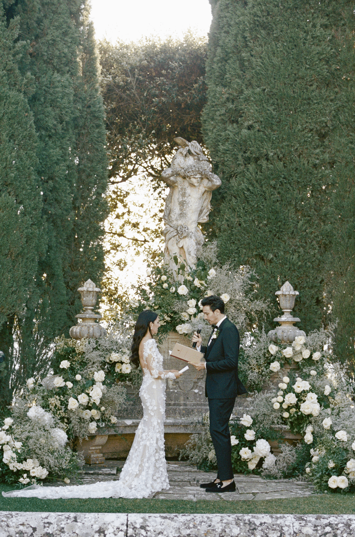 Couple Saying Vows in their Wedding in Tuscany