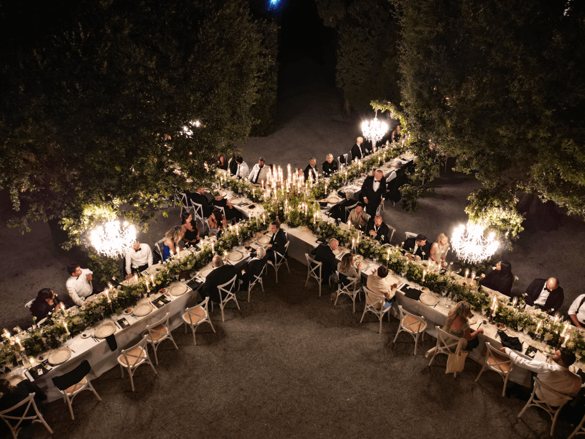 X-Shaped Table at a Tuscan Wedding Reception